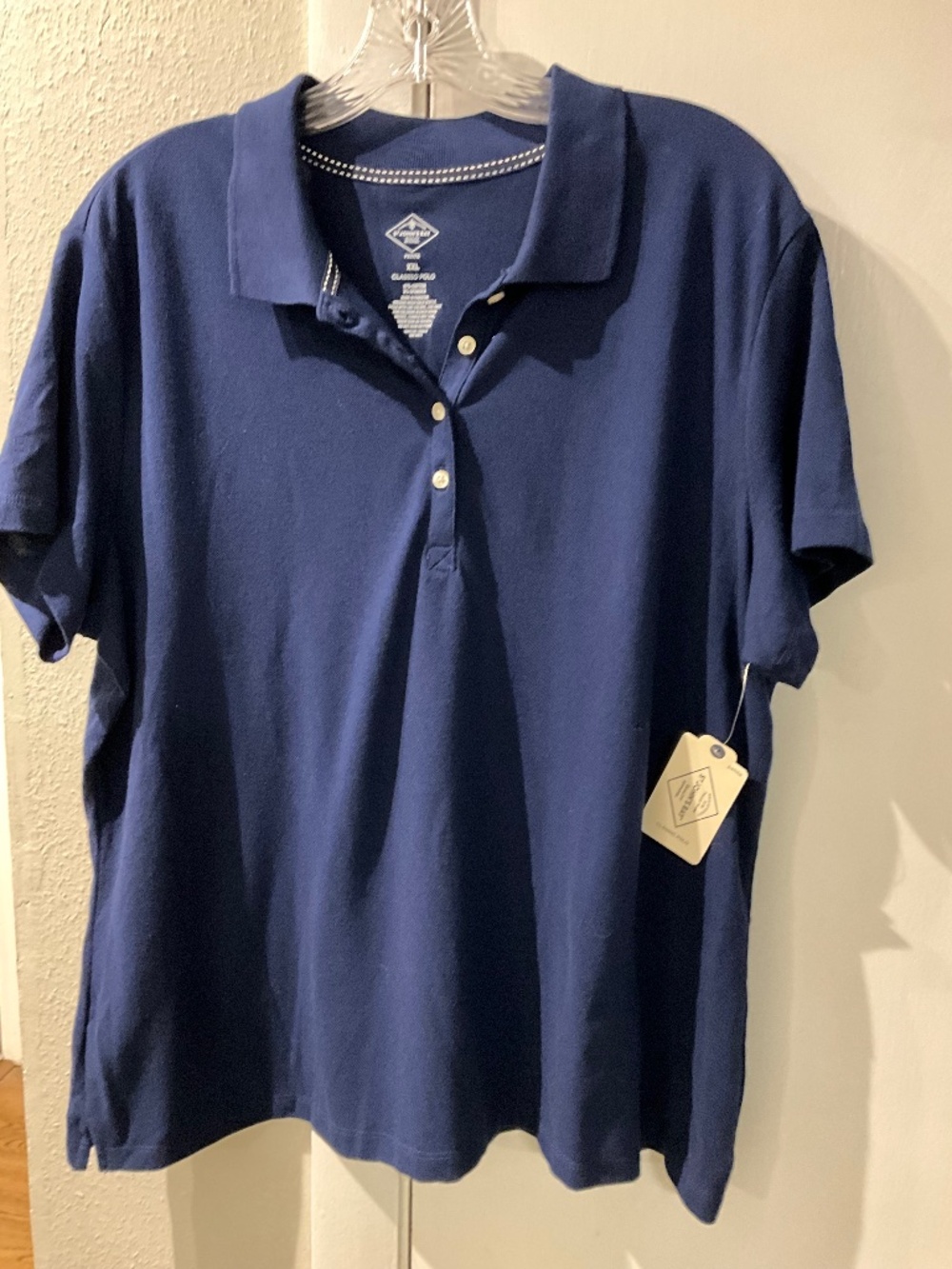 St. John's Bay Women's Classic Short Sleeve Polo Shirt Navy Blue XXL Petite